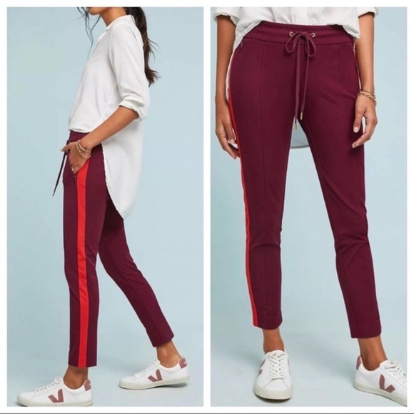 Anthropologie The Essential Slim Trousers Red Stripe • 0 - Picture 1 of 8